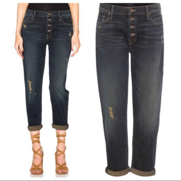 Anthropologie’s MOTHER The Pixie Dropout Boyfriend Jeans in Jaded and Torn - 25 - Picture 3 of 9